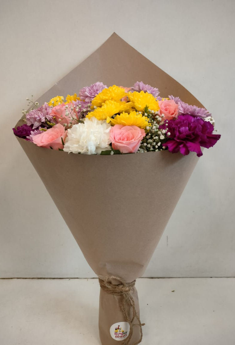 Mix Flowers in Brown Wrap - Image 1