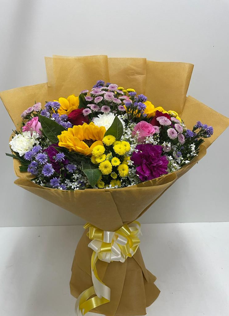 Mixed Flower Bouquet in Tissue Wrap - Image 1