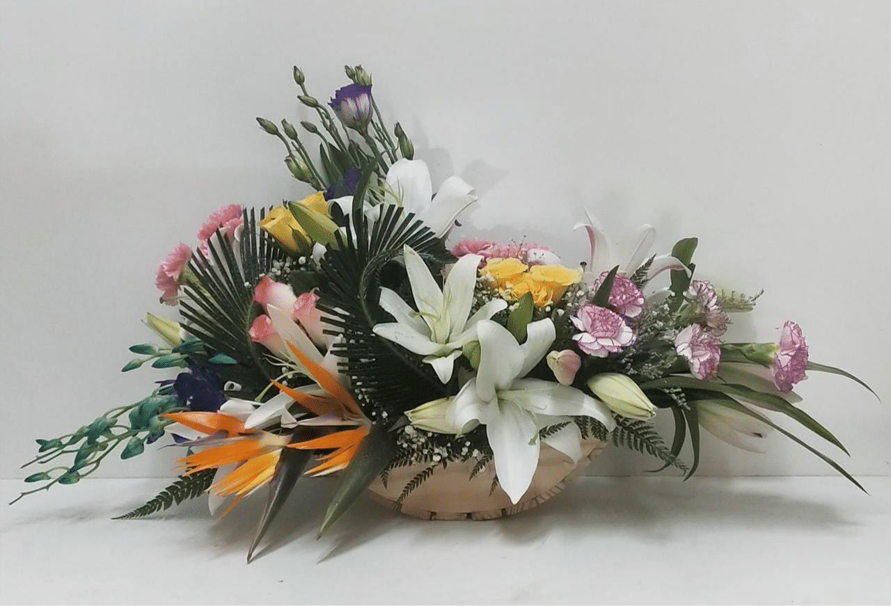 Flower Arrangement with Fragrant Oriental Lilies, Eustoma, BOP, Orchid, Rose and Carnations - Image 1