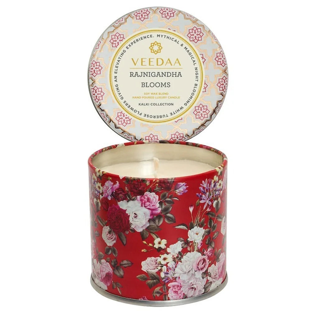 RAJNIGANDHA BLOOMS- MASON TIN COCONUT WAX CANDLE