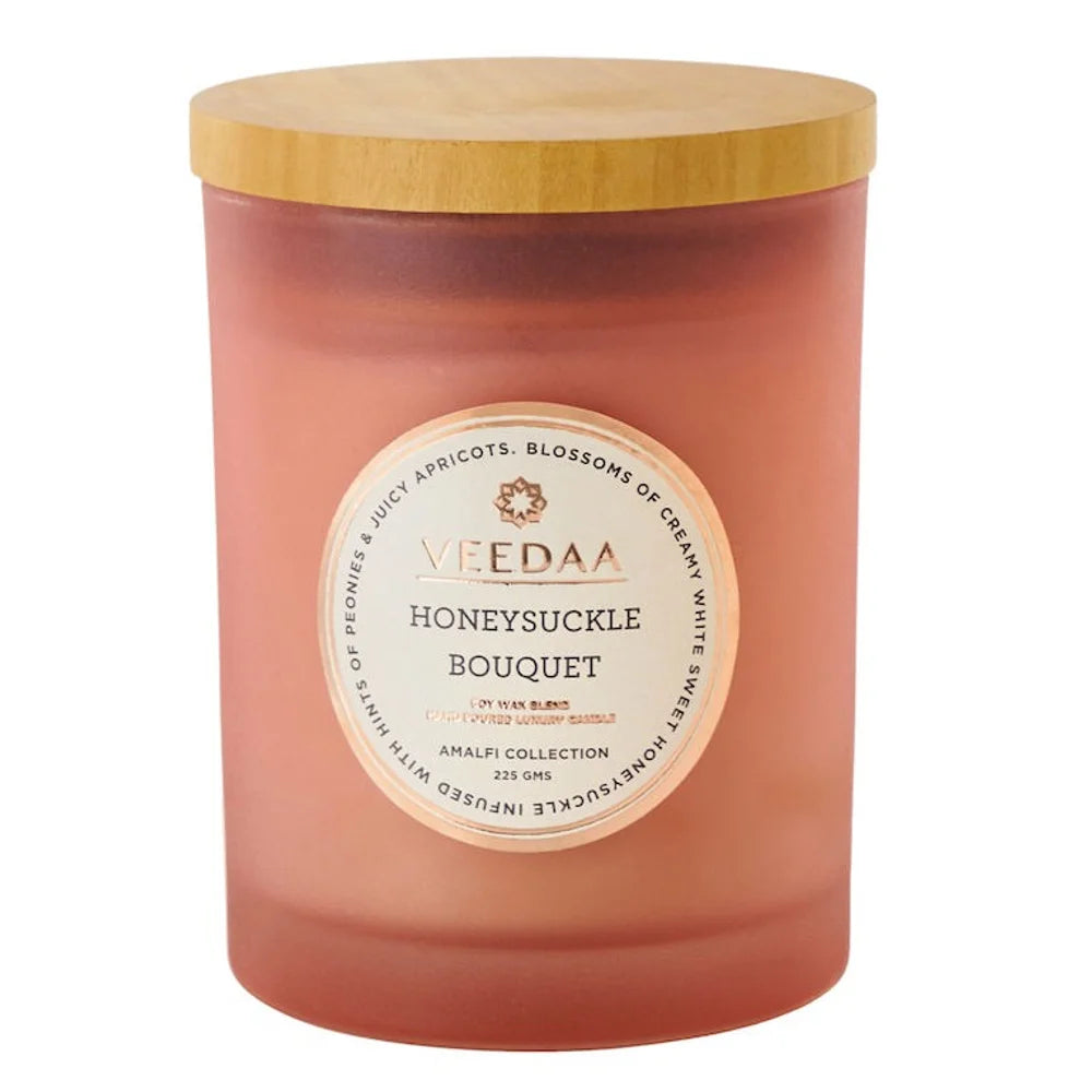 RUBY PEONY & HONEYSUCKLE- CZECH GLASS COCONUT WAX CANDLE