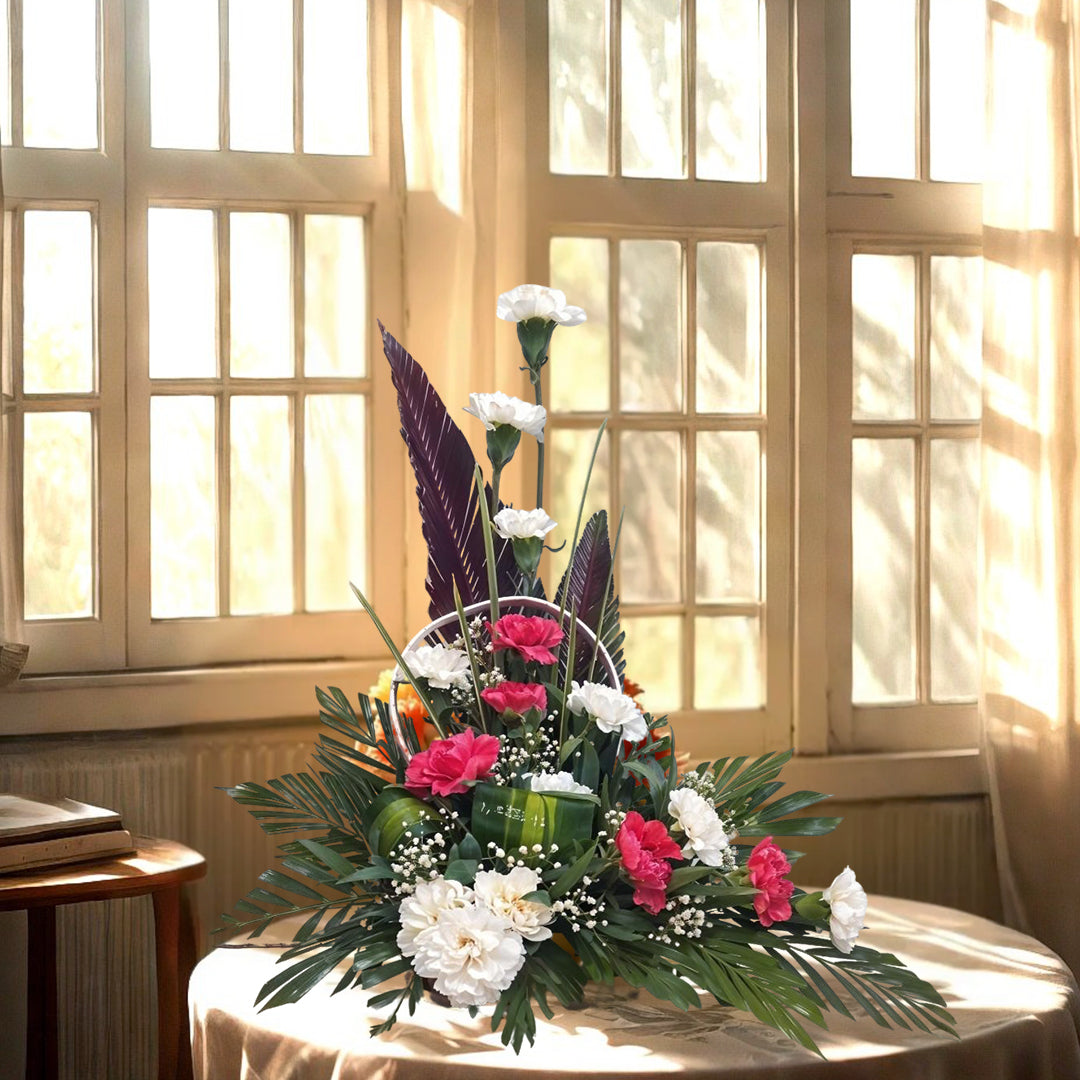Floral Arrangement with Carnations in Basket