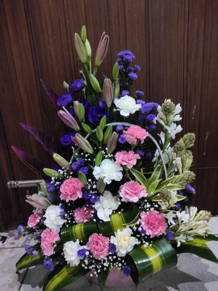 Basket with Mixed Flowers