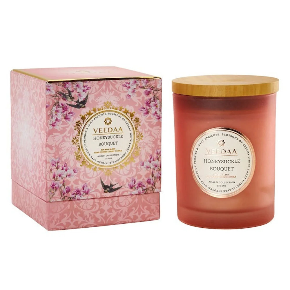 RUBY PEONY & HONEYSUCKLE- CZECH GLASS COCONUT WAX CANDLE