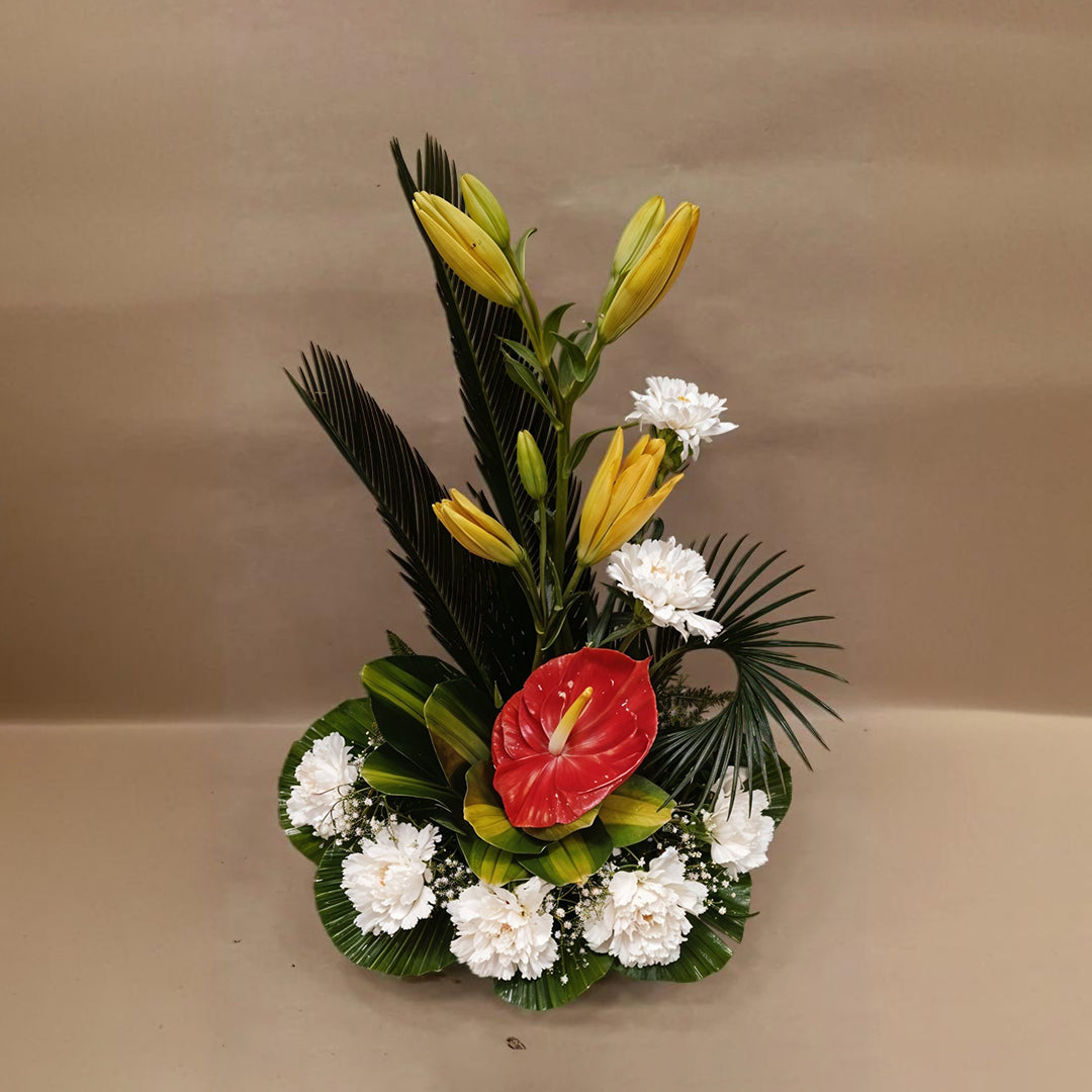 Floral Arrangement with Mixed Flowers in Vase