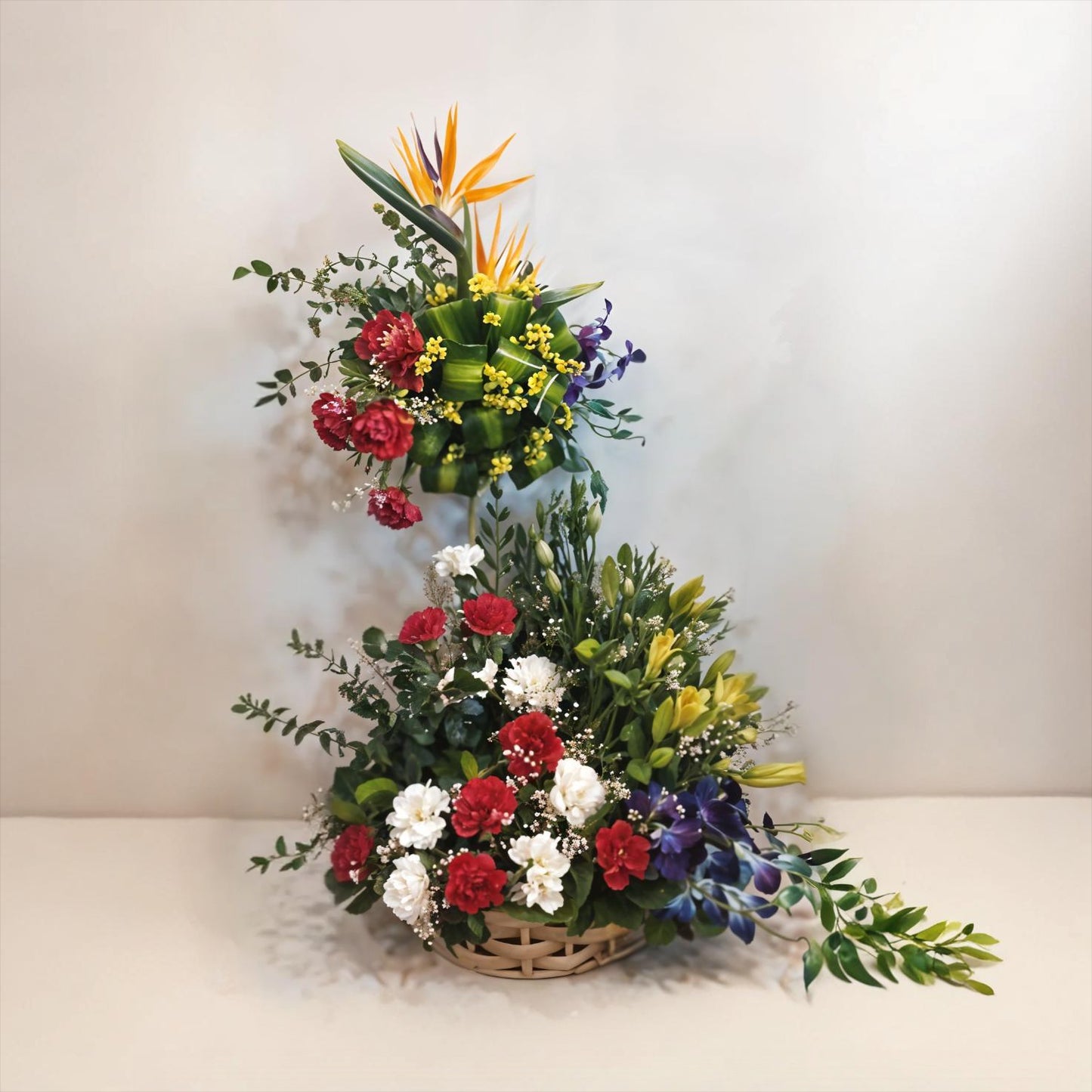 Mixed Floral Tall Arrangement in Basket