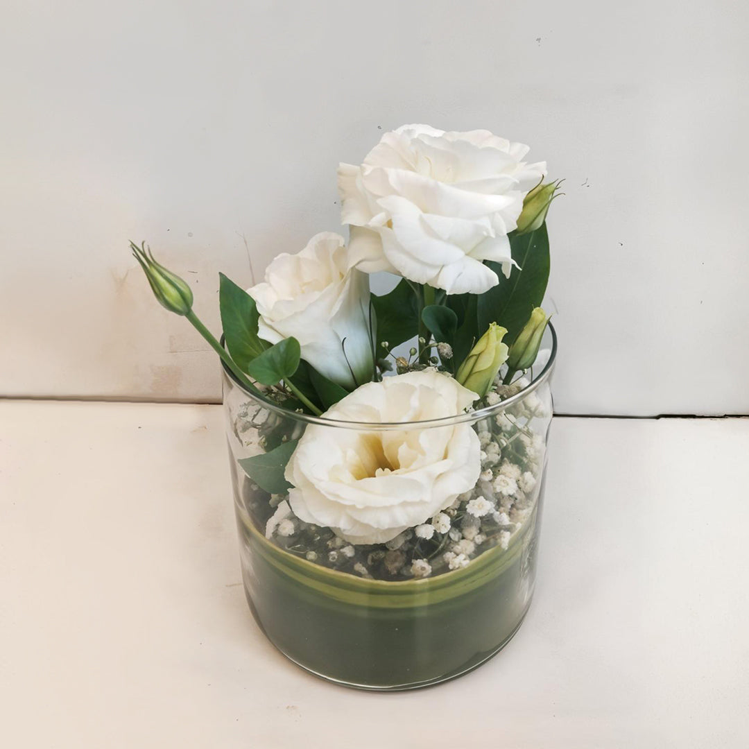 Eustoma in Glass Vase
