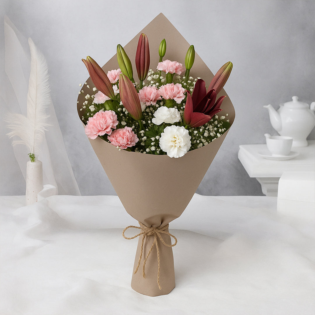Bouquet of Asiatic Lilies and Carnations