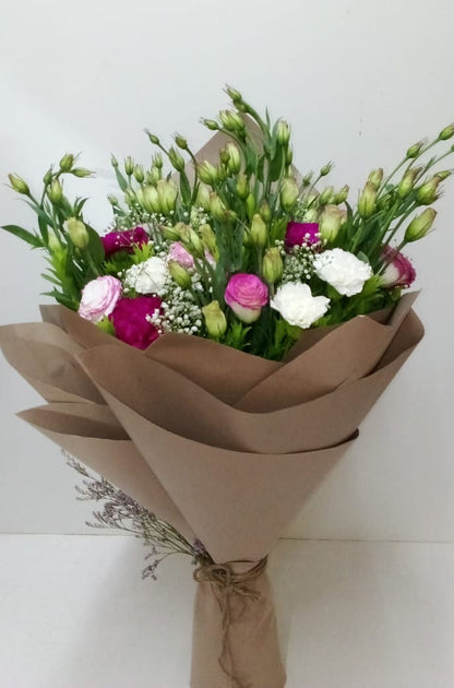 Bunch/Bouquet of Eustoma and Carnations - Image 1