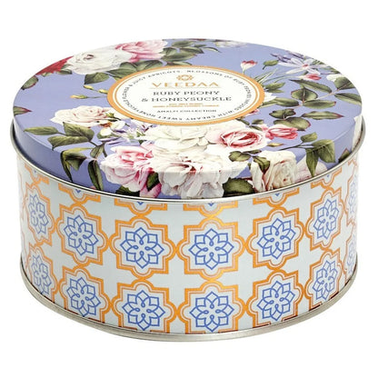 RUBY PEONY & HONEYSUCKLE- 3 WICK TIN COCONUT WAX CANDLE