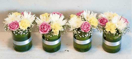 Table Decor Roses & Chrysanthemum- SINGLE VASE ARRANGEMENT - Image 1
