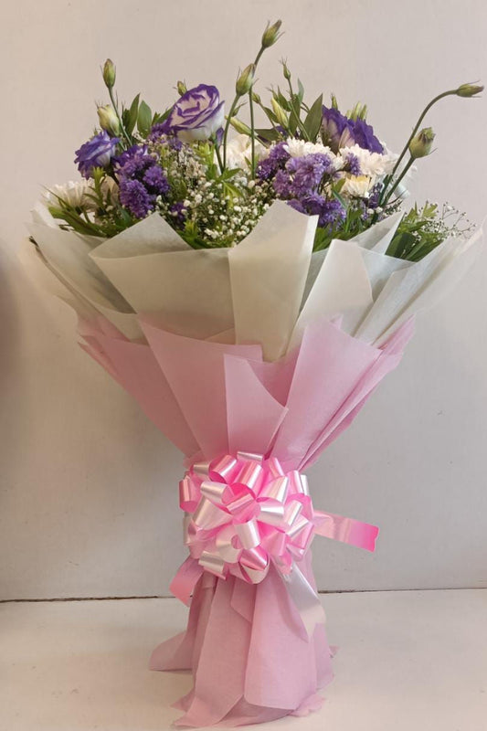 Stunner - Bouquet of Mixed Eustoma, Spray Daisy and Blue Daisies
