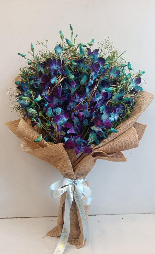 Bouquet of Orchids in Jute Wrap - Image 1