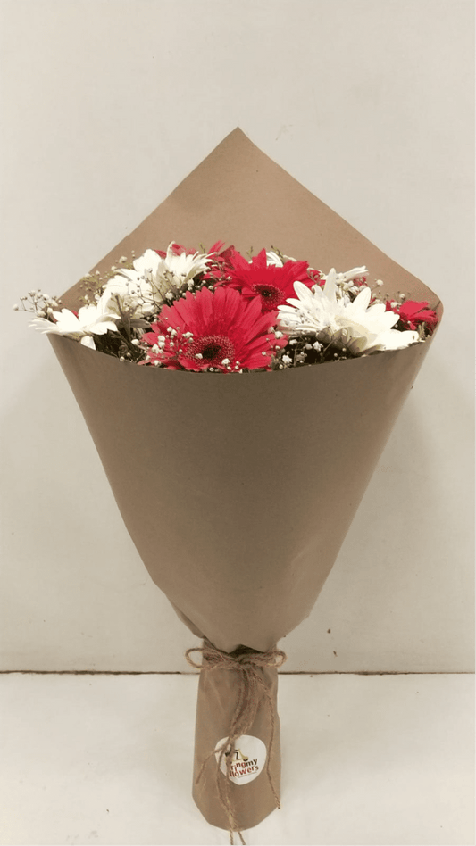 Bouquet of Mix Gerbera in Brown Wrap - Image 1