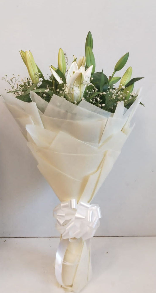 Bouquet of Fragrant Oriental Lily and Spray Carnations