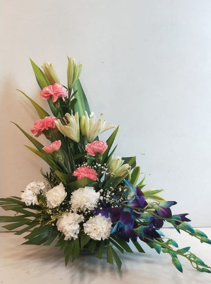 Floral Arrangement with Asiatic Lilies, Orchids and Carnations - Image 1
