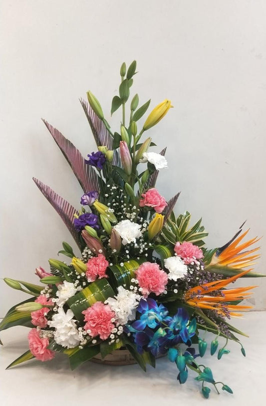 Mix Flower Arrangement in Basket - Image 1