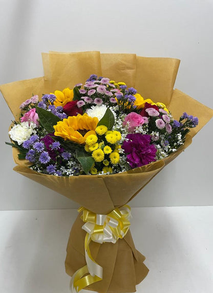 Mixed Flower Bouquet in Tissue Wrap - Image 1