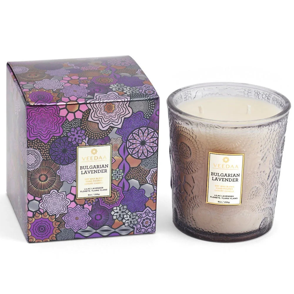 BULGARIAN LAVENDER- VALENO GLASS COCONUT WAX CANDLE