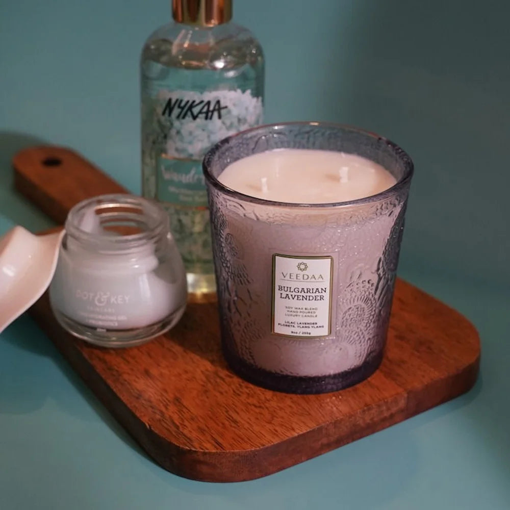 BULGARIAN LAVENDER- VALENO GLASS COCONUT WAX CANDLE