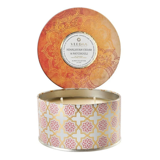 HIMALAYAN CEDAR & PATCHOULI-3 WICK TIN COCONUT WAX CANDLE