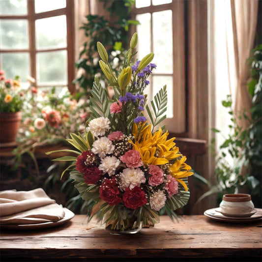 Flower Arrangement with Asiatic Lily and Carnations in Basket