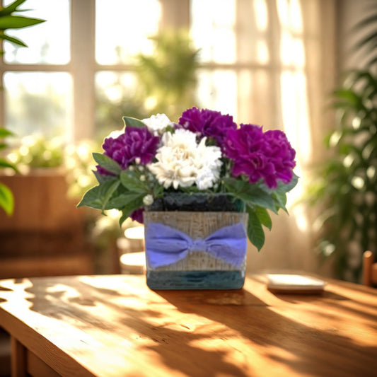 Floral Arrangement of Carnations in Glass Vase