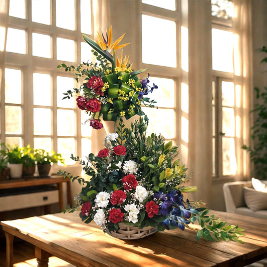 Mixed Floral Tall Arrangement in Basket
