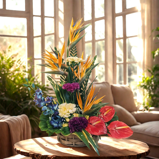 Floral Arrangement with Birds of Paradise, Carnations, Anthuriums and Orchids