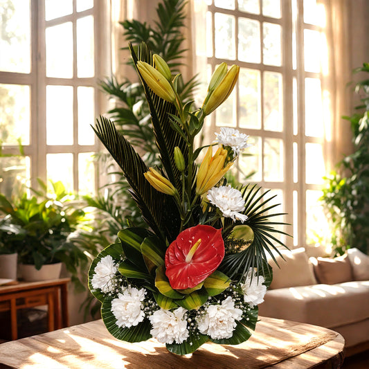 Floral Arrangement with Mixed Flowers in Vase