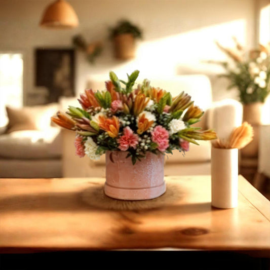 Boxful of happiness - Floral Arrangement of Asiatic Lilies and Carnations in Box