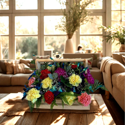 Mixed Floral Arrangement in Wooden Box