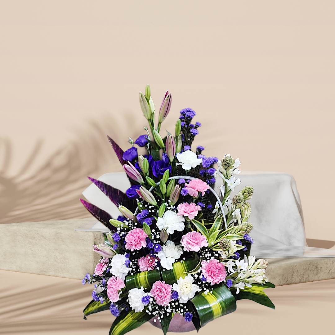 Basket with Mixed Flowers
