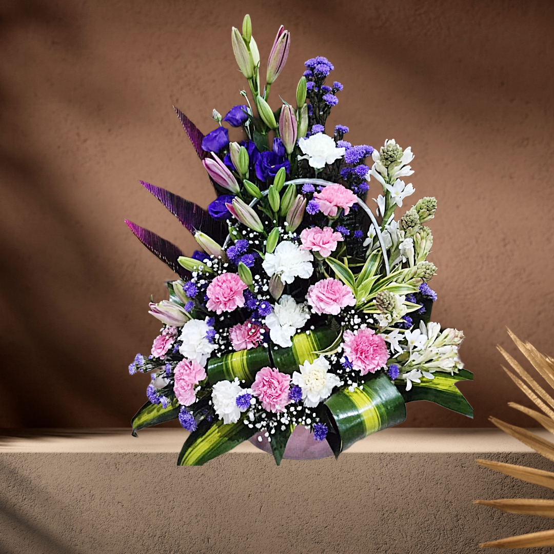 Basket with Mixed Flowers