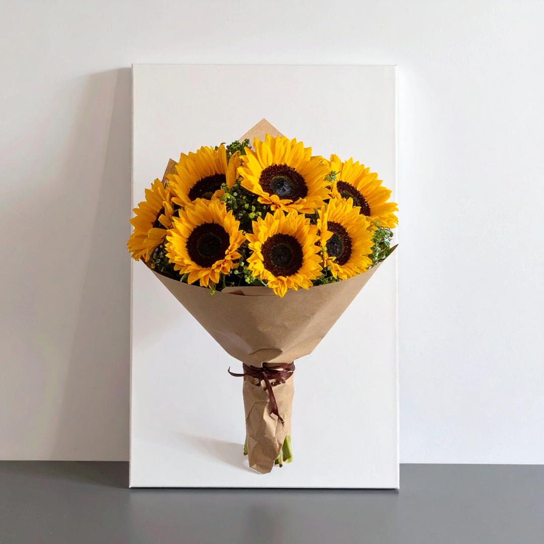 Bouquet of Sunflowers in Brown Wrap
