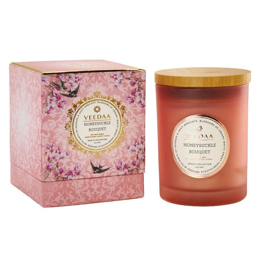 RUBY PEONY & HONEYSUCKLE- CZECH GLASS COCONUT WAX CANDLE