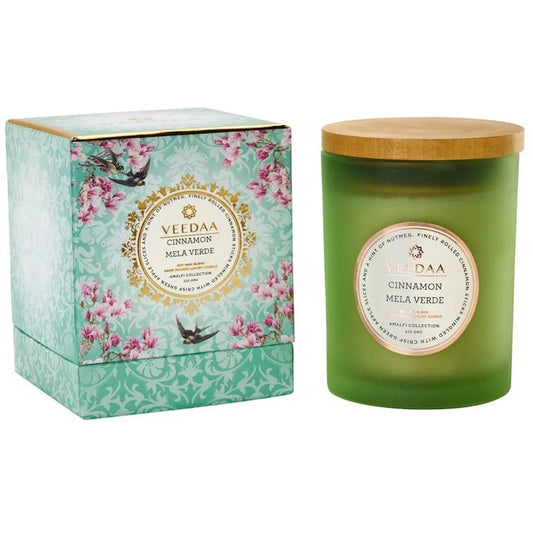 CINNAMON MELA VERDE- CZECH GLASS COCONUT WAX CANDLE