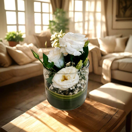 Eustoma in Glass Vase