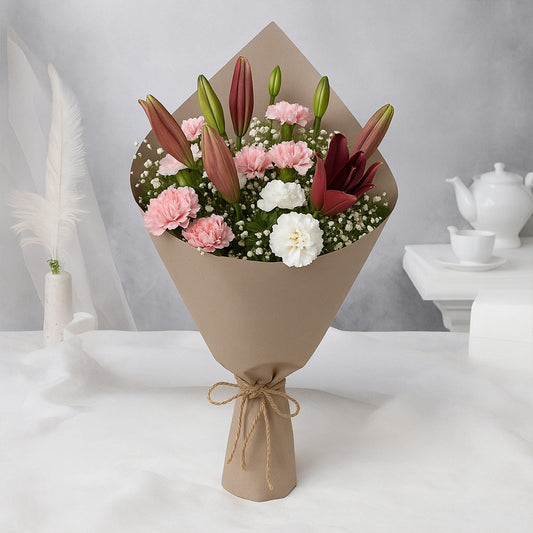 Bouquet of Asiatic Lilies and Carnations