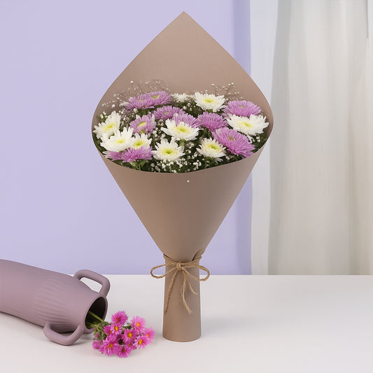 Spray Daisies Brown Wrap Bouquet