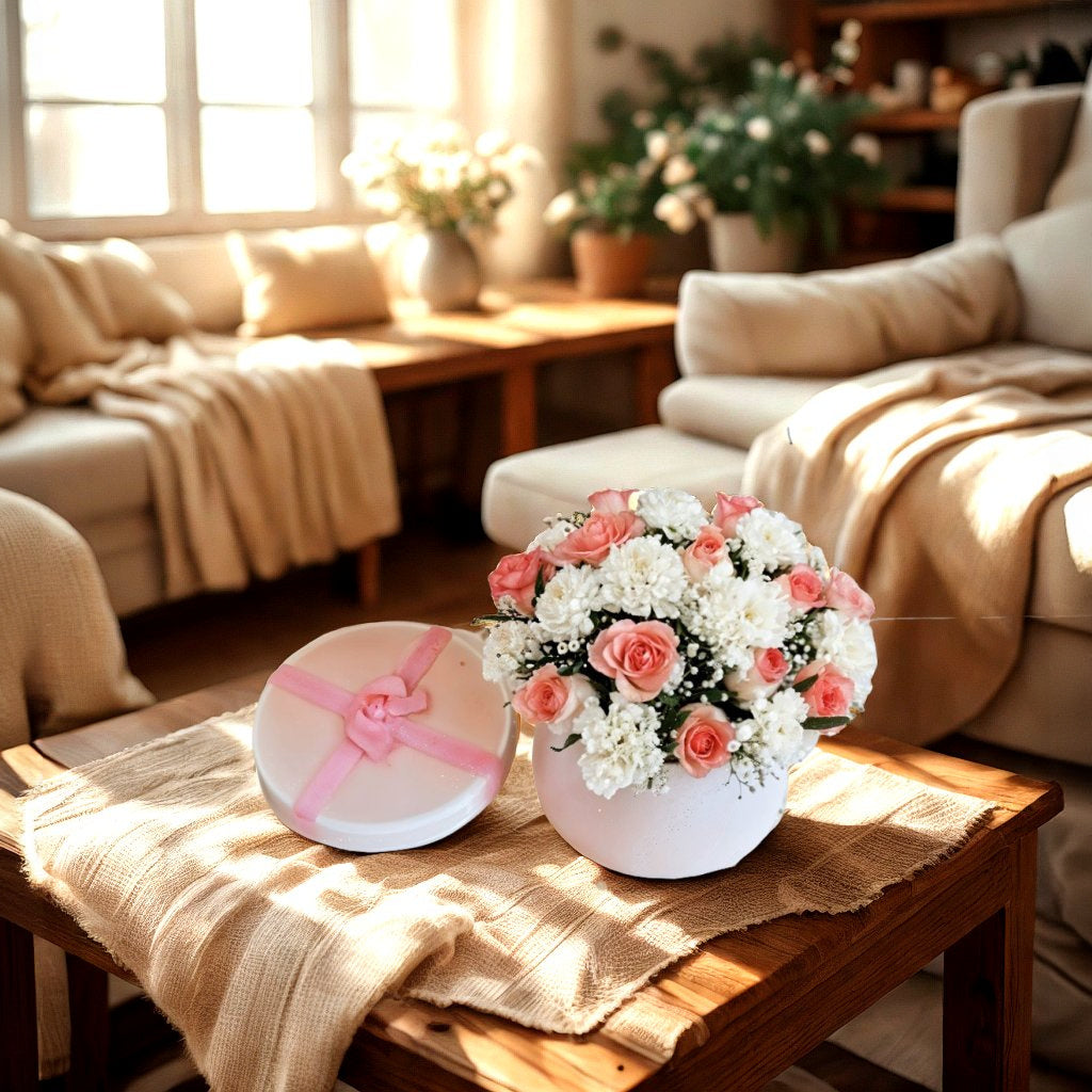 Rose n Carnations arranged in a Box