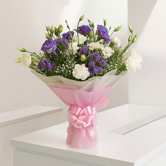 Diva - Bouquet of Mixed Eustomas and Blue Daisies
