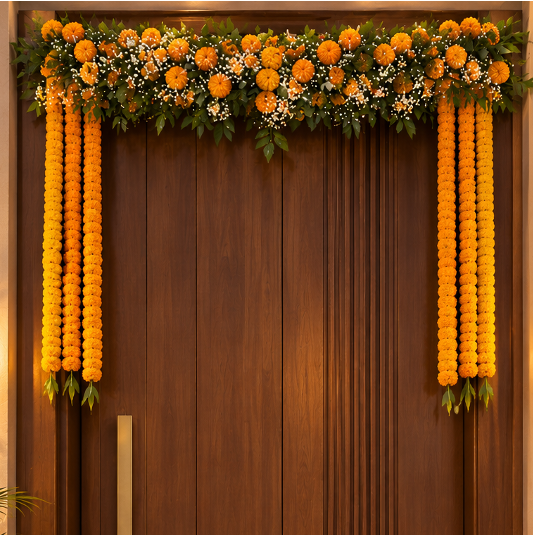 Kamini Leaves, Calcutta Marigold , Gypsophila Toran